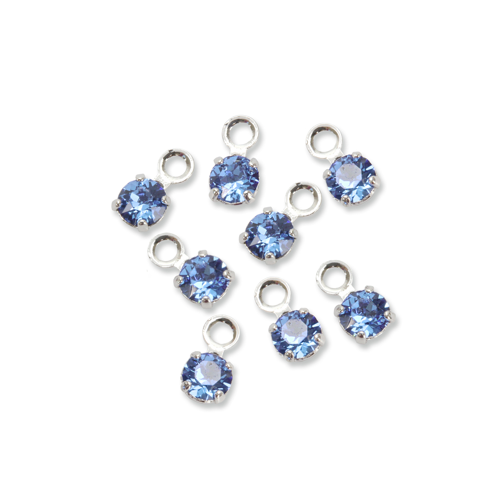 Beads & Swarovski Crystals Swarovski 3mm Round Crystal Charm (Sapphire - SEPTEMBER), Pack of 8